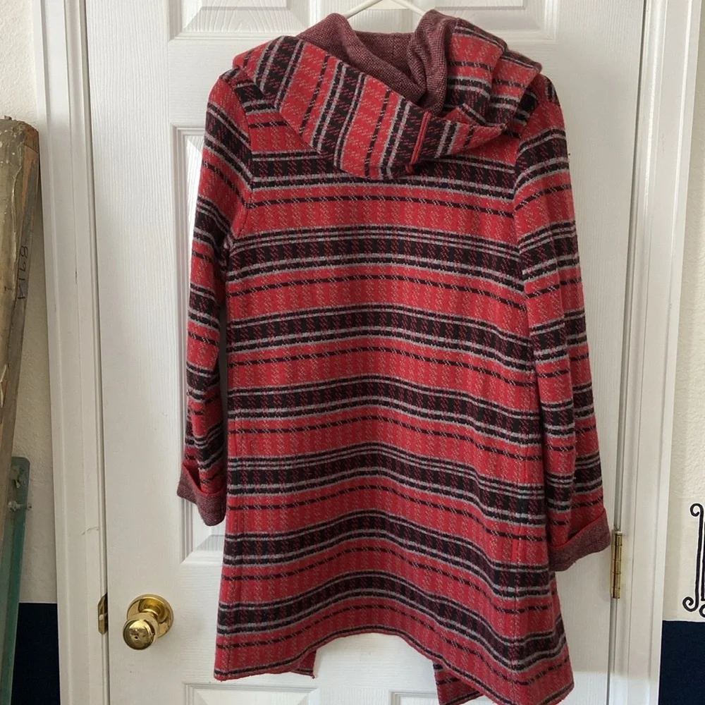 Field and Flower red black sweater coat from Anthropologie - Picture 4 of 5